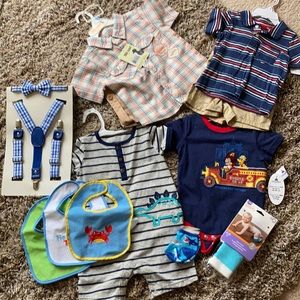 Bundle NWT baby boy clothes and frame
